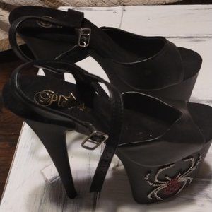 Pleasure Brand 8" Spiked Black Widow Heels